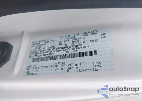 2008 Ford E-250 Commercial/Recreational z USA, uszkodzony, nr VIN 1FTNE24L98DA87070